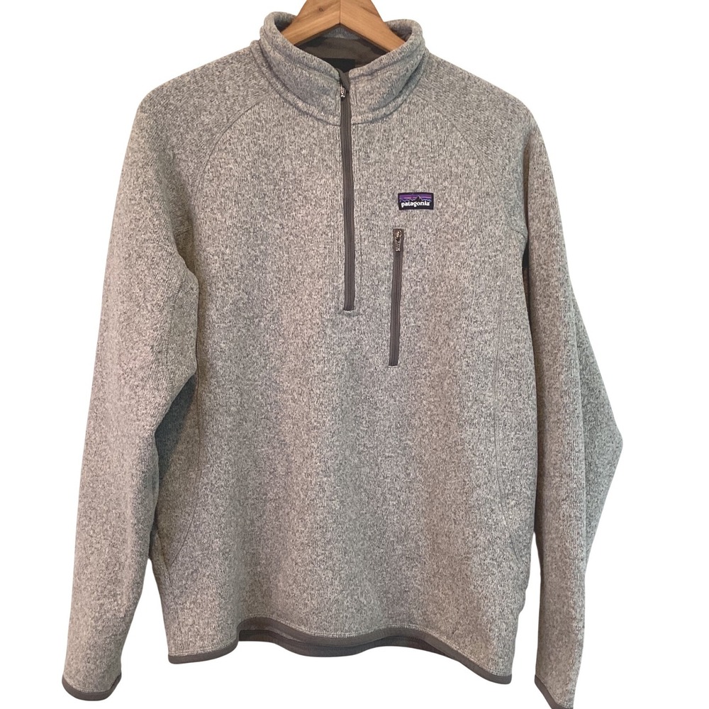 Patagonia Better Sweater Mens Grey Heather 1/4 Zip Fleece Pullover Pocket Medium